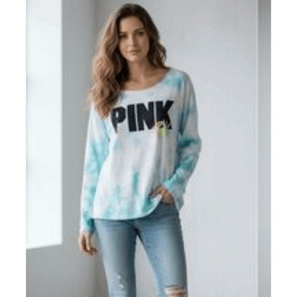 Victoria's Secret PINK tie-dye long sleeve crew neck sweatshirt size small 